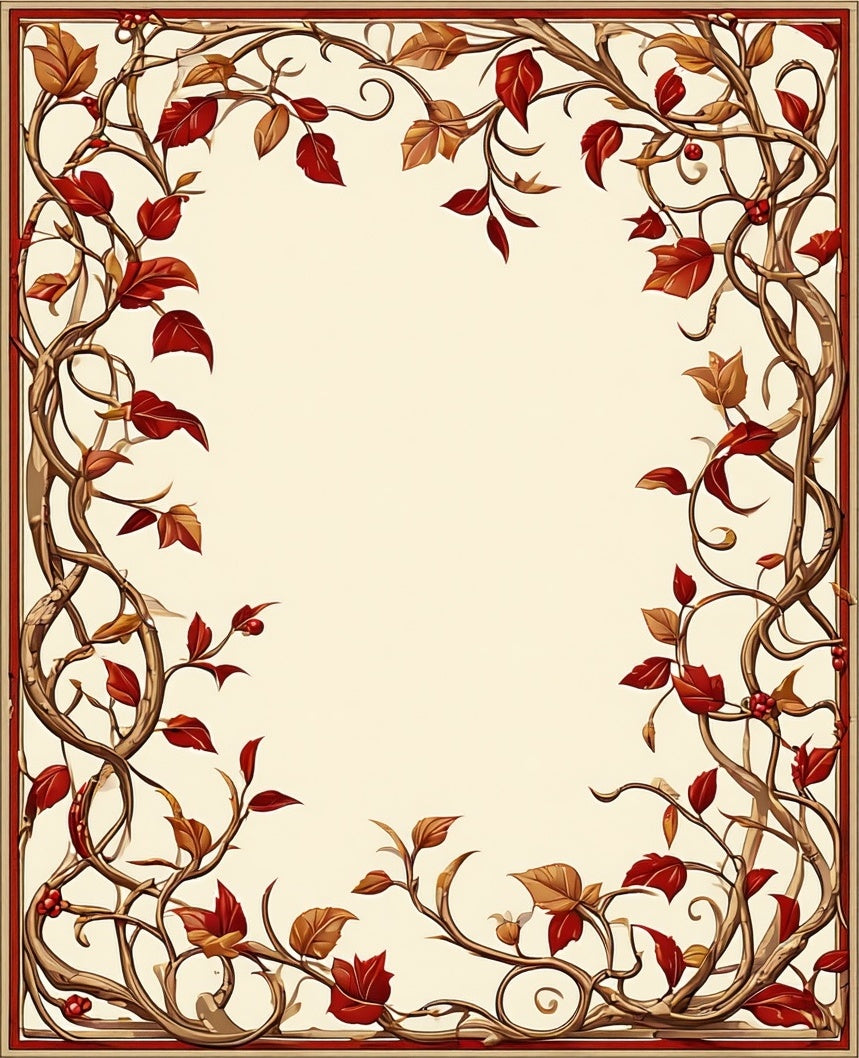 Autumn Vines Stylized Floral Design Rug