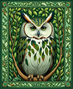 Enchanted Forest Owl Leaf Motif Rug