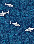 Whimsical Shark Swirl Pattern Rug