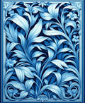 Ethereal Blue Floral Swirls Design Rug