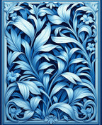 Ethereal Blue Floral Swirls Design Rug