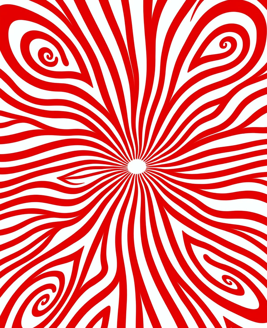Bold Red Swirling Abstract Lines Rug