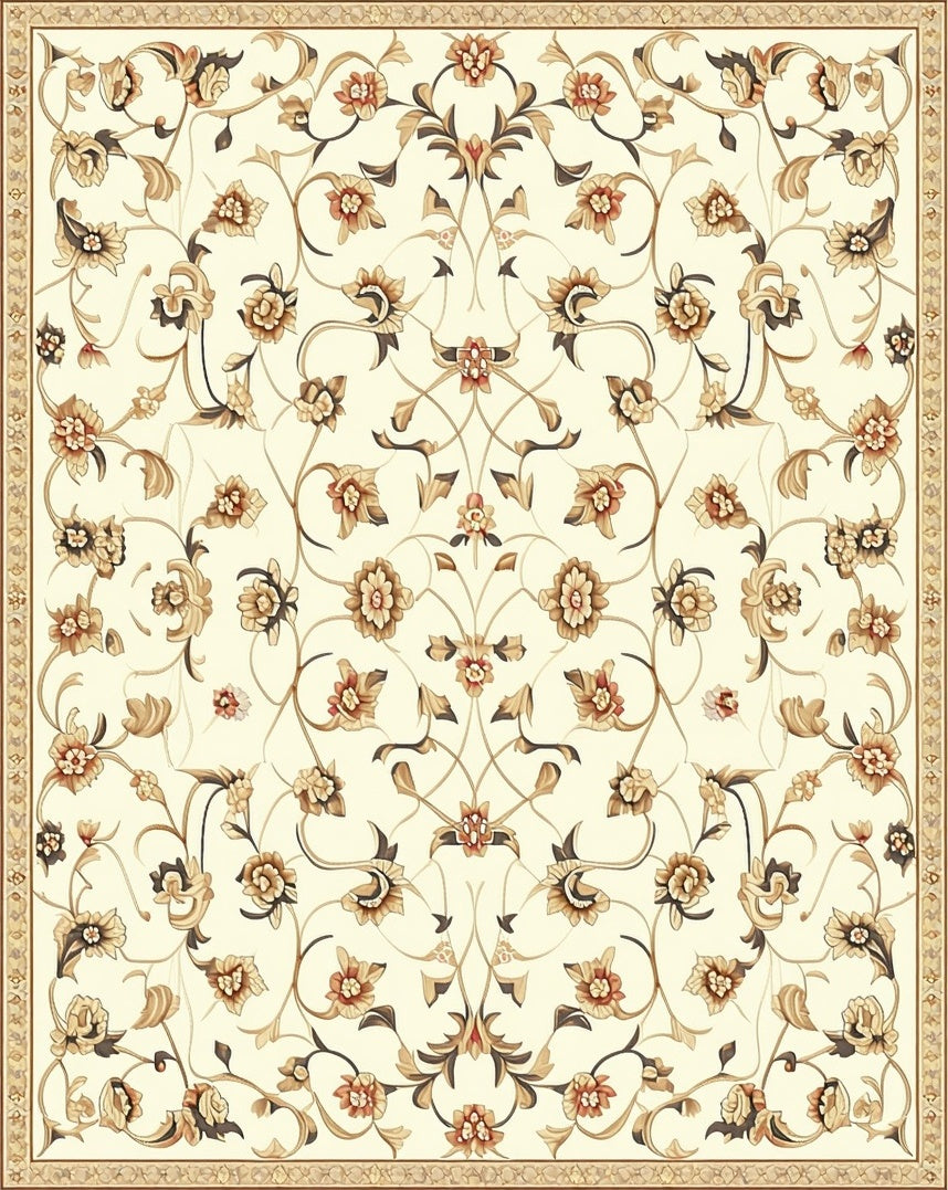 Floral Vines Traditional Cream Rug
