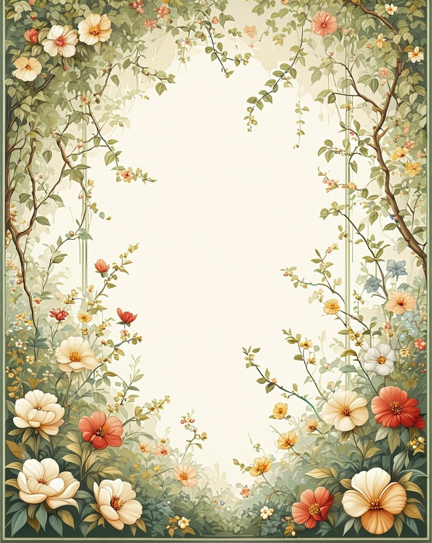 Garden Floral Vine Botanical Art Rug