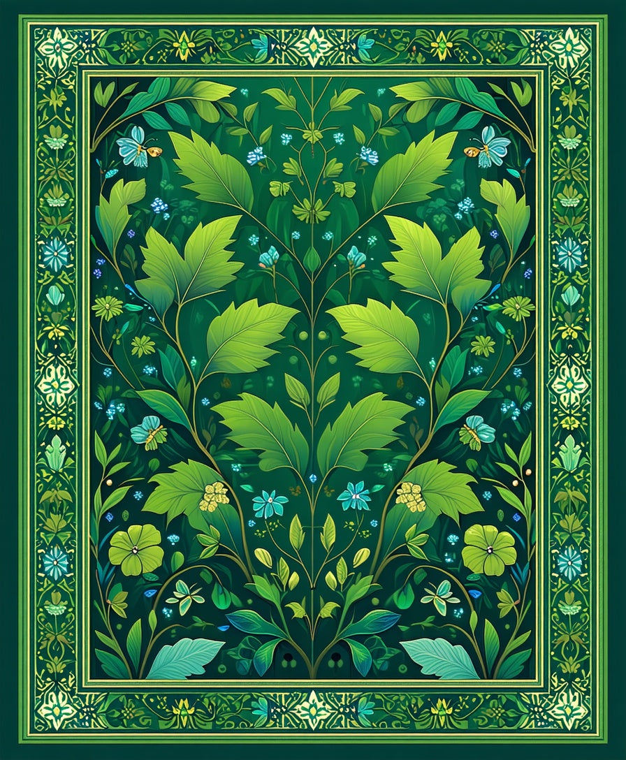 Emerald Garden Floral And Butterfly Rug