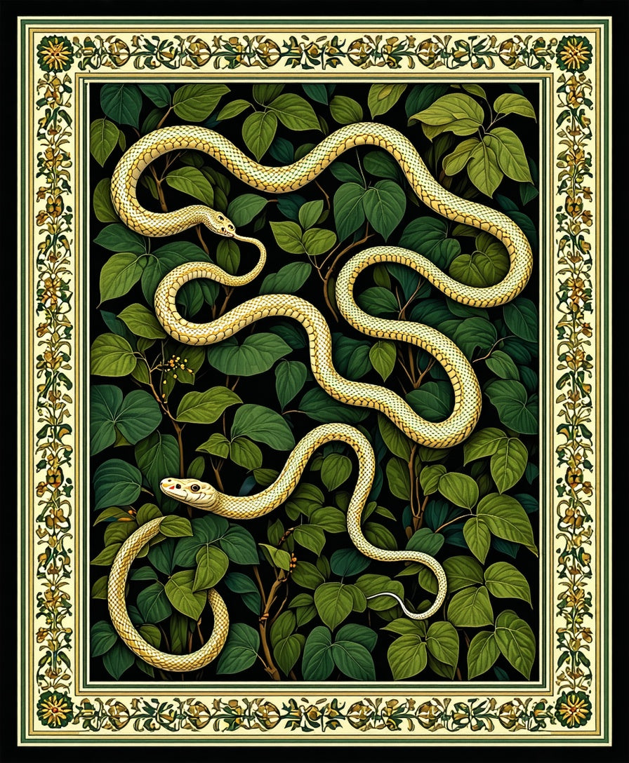 Serpentine Greenery Abstract Art Rug