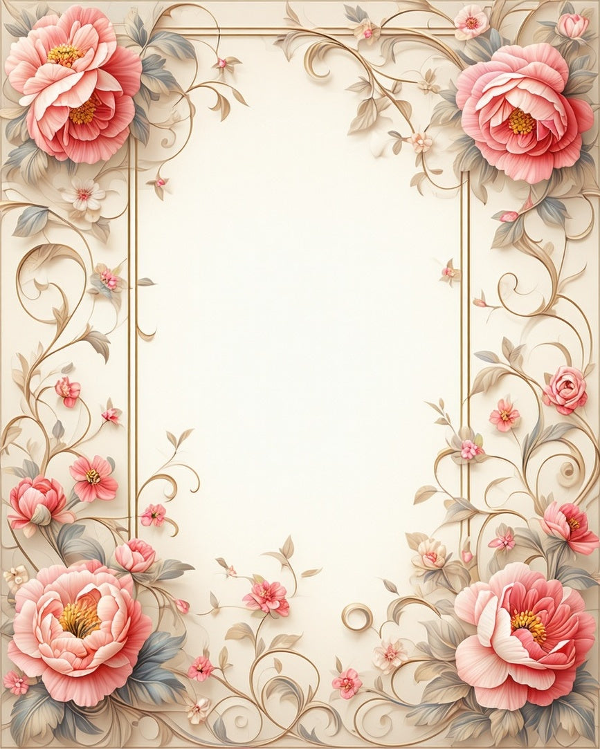 Soft Pink Floral Vine Pattern Rug
