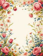 Pink Rose Meadow Garden Pattern Rug