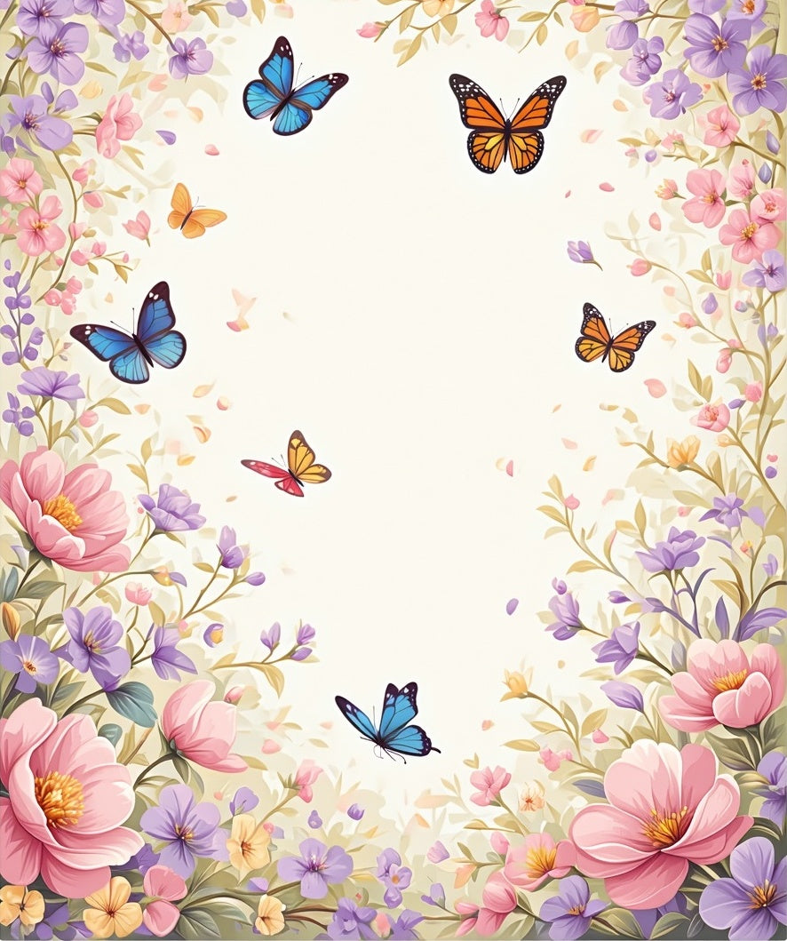 Whimsical Butterflies And Floral Meadow Rug