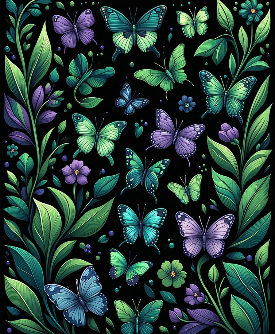 Enchanting Garden Butterflies Foliage Rug