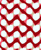 Crimson Red Zigzag Oval Arrangement Rug