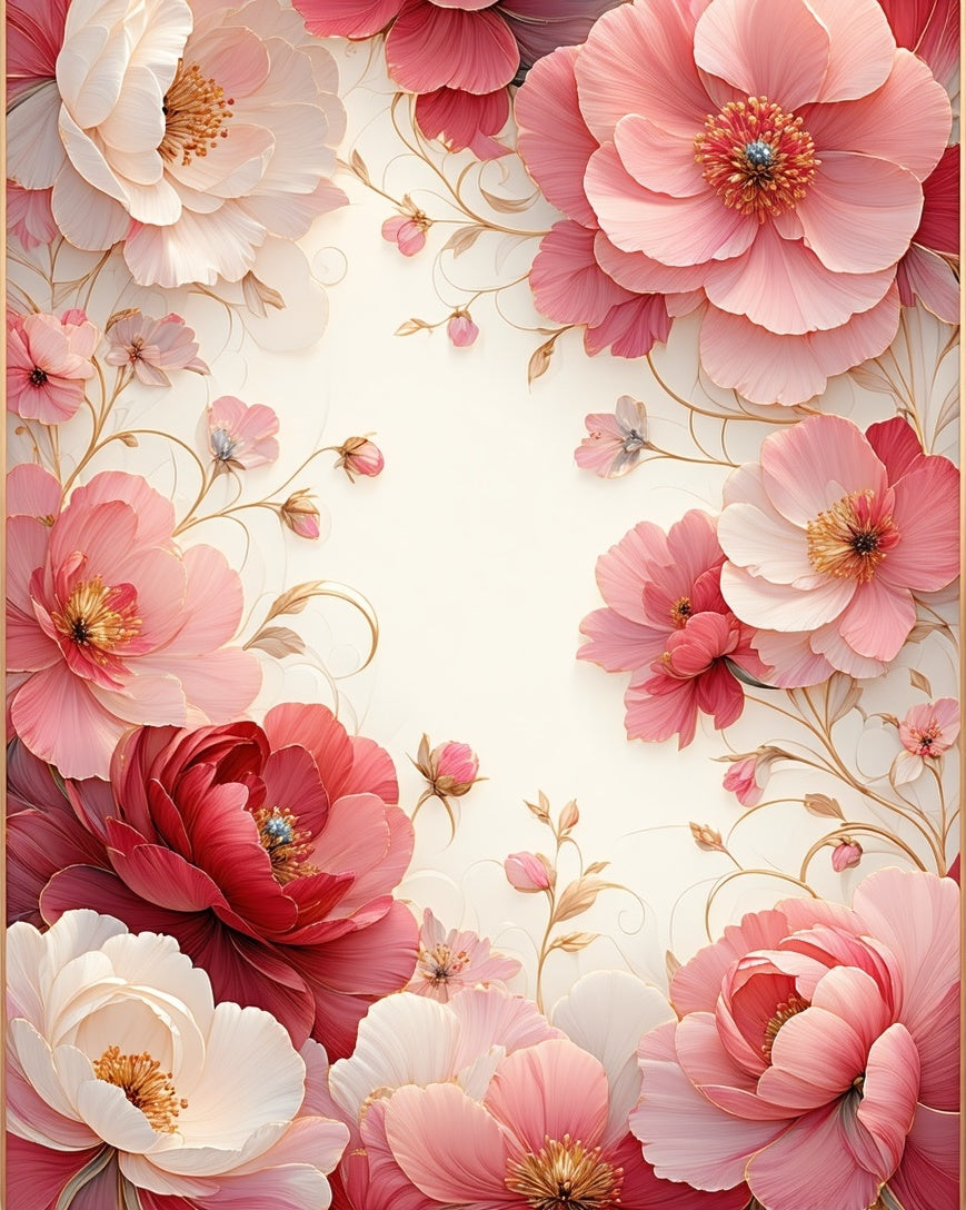 Pink Floral Art Nouveau Pattern Rug