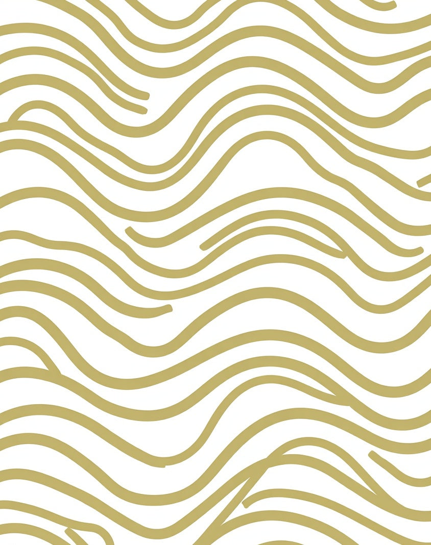 Golden Wavy Abstract Pattern Rug