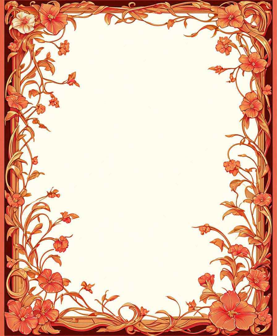 Art Nouveau Floral Vine Frame Design Rug