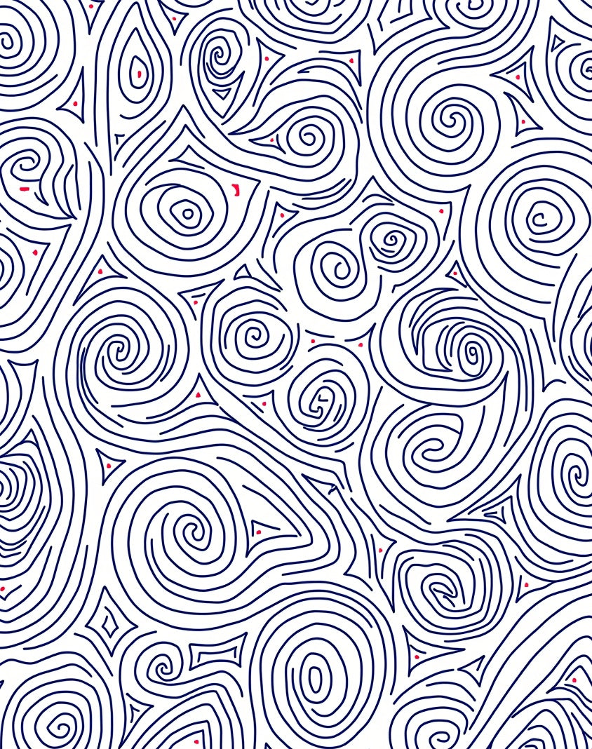 Swirling Lines With Red Dot Accents Rug