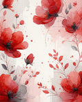 Red Floral Watercolor Blossom Art Rug