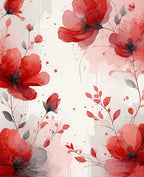 Red Floral Watercolor Blossom Art Rug