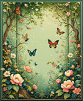 Enchanted Butterfly Garden Scene Rug