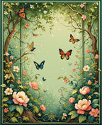 Enchanted Butterfly Garden Scene Rug
