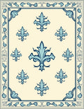 Ornate Blue Fleur-de-lis Pattern Rug