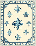 Ornate Blue Fleur-de-lis Pattern Rug