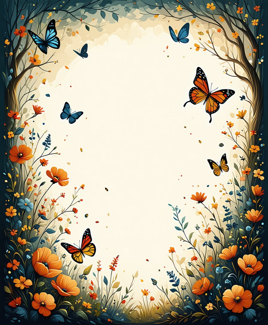 Vibrant Floral Butterfly Nature Design Rug