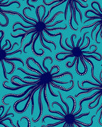 Navy Octopus Tentacle Pattern Rug
