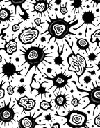 Organic Abstract Black White Splash Pattern Rug
