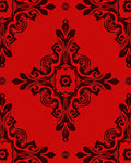 Bold Red Elaborate Scroll Medallion Rug
