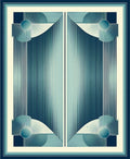 Art Deco Blue Geometric Burst Design Rug