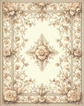 Elegant Floral Scrollwork Cream Rug