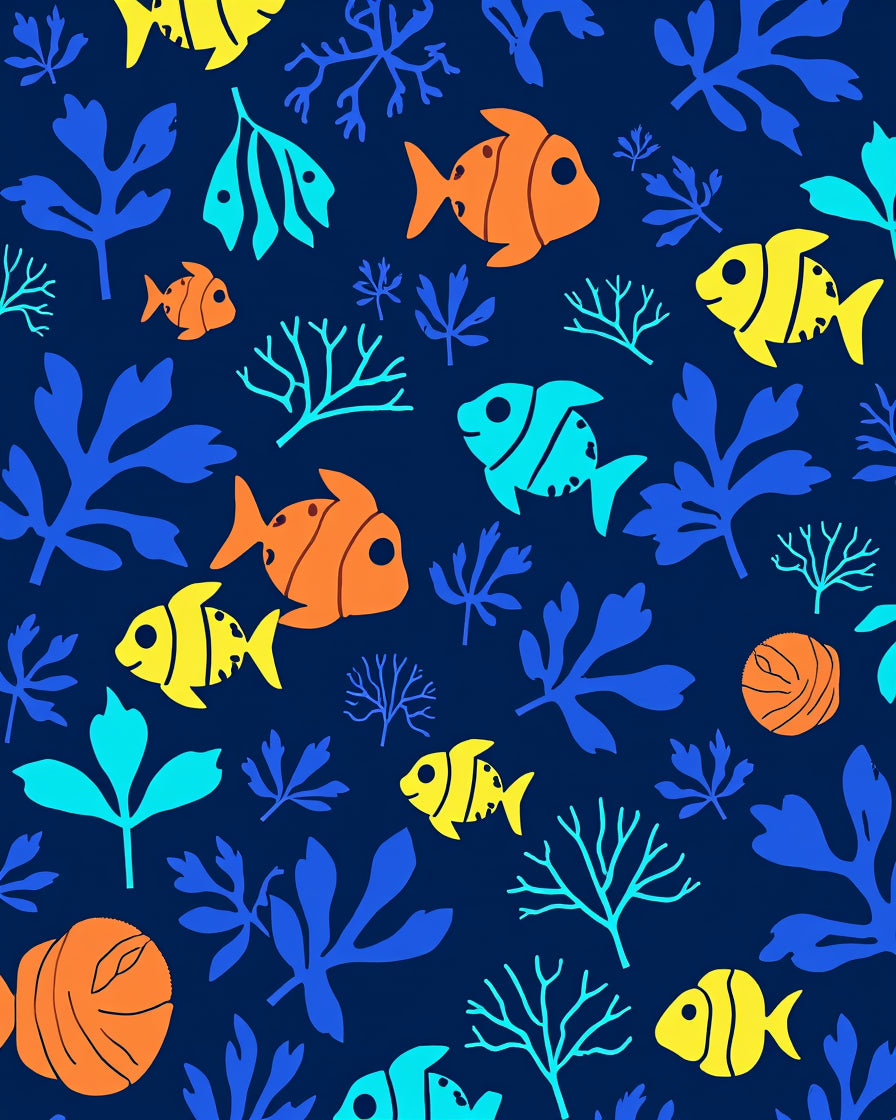 Bright Fish Coral Reef Pattern Rug
