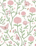 Charming Pink Flower Butterfly Pattern Rug