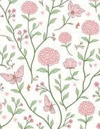 Charming Pink Flower Butterfly Pattern Rug