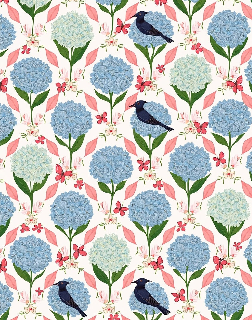 Floral Bird Butterfly Garden Pattern Rug