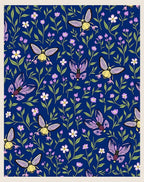 Navy Floral Moth Pattern Rug