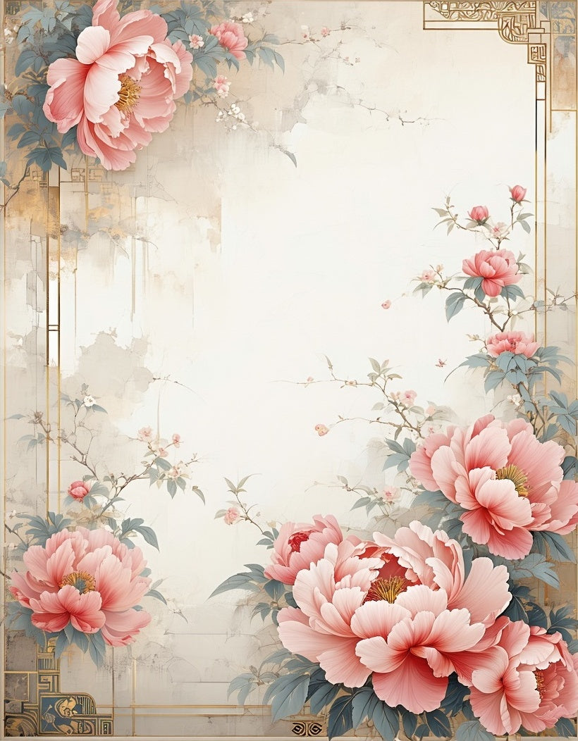 Nature Inspired Pink Peony Floral Rug