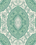 Vintage Green Floral Symmetry Rug