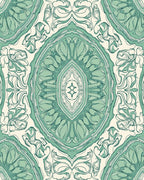 Vintage Green Floral Symmetry Rug