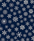 White Snowflake Scattered Navy Blue Rug