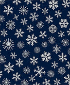 White Snowflake Scattered Navy Blue Rug