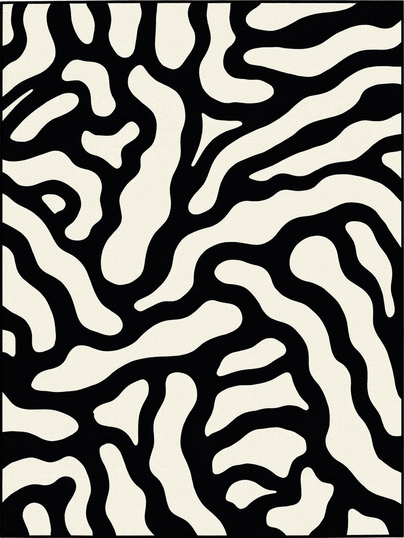 Organic Abstract Black White Rug
