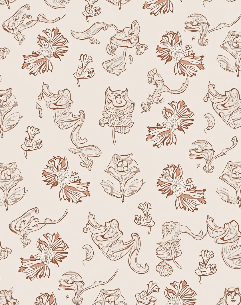Whimsical Floral Face Pattern Design Rug