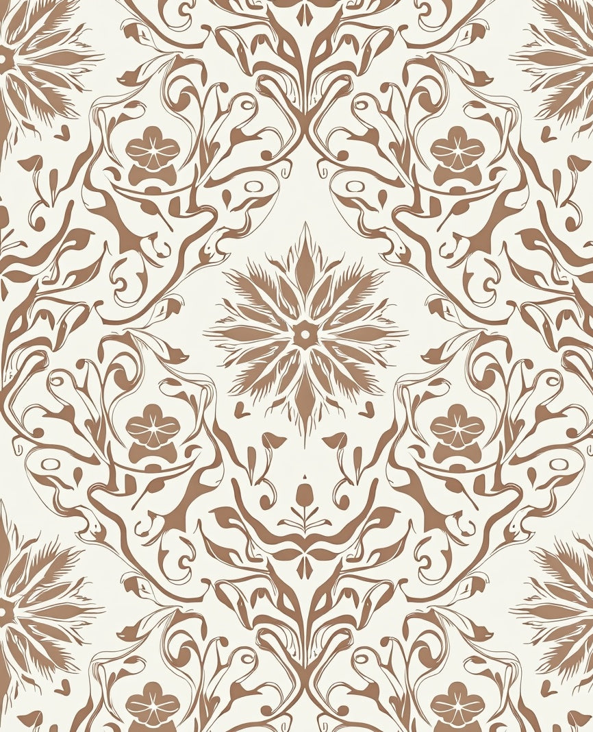 Symmetrical Floral Vine Pattern Design Rug