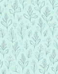 Pale Green Botanical Line Art Rug