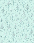 Pale Green Botanical Line Art Rug