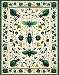 Emerald Beetle Floral Accents Rug
