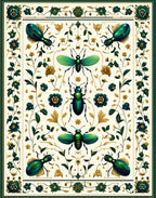 Emerald Beetle Floral Accents Rug
