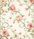Soft Blush Floral Vine Pattern Rug