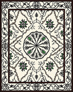 Elegant Floral Vine Symmetrical Pattern Rug
